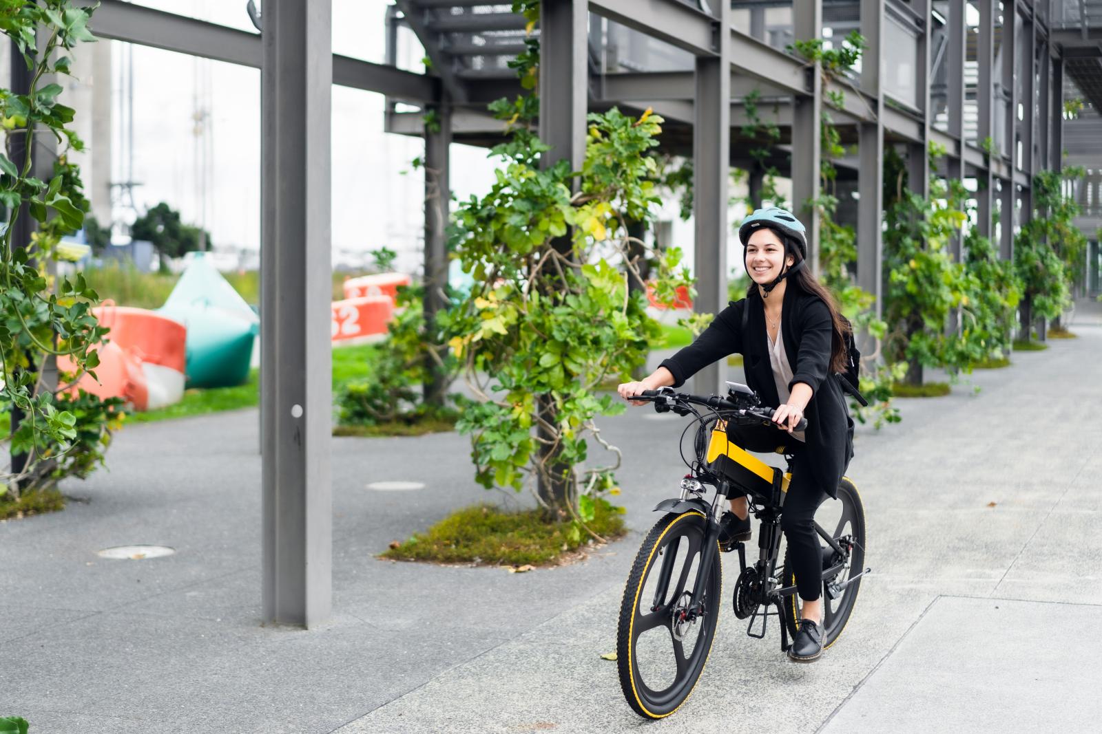 Woman riding e-bike