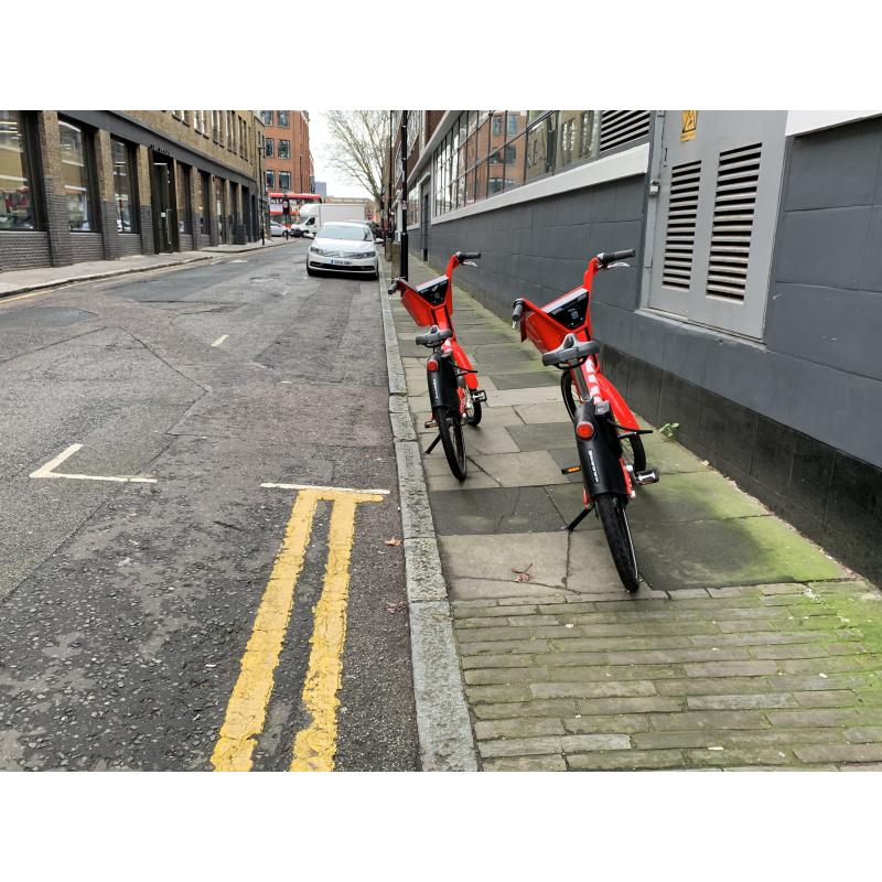 Hire bikes on a pavement