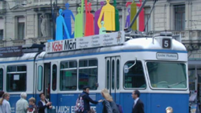 A tram in Zurich, Switzerland