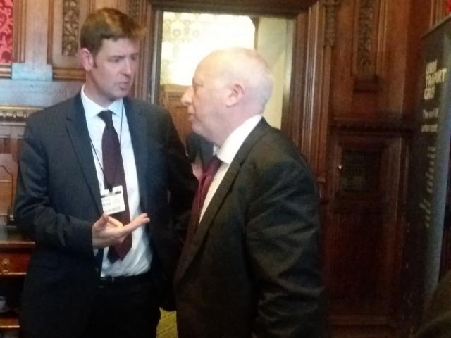 Tobyn Hughes speaking to Andy MacDonald MP